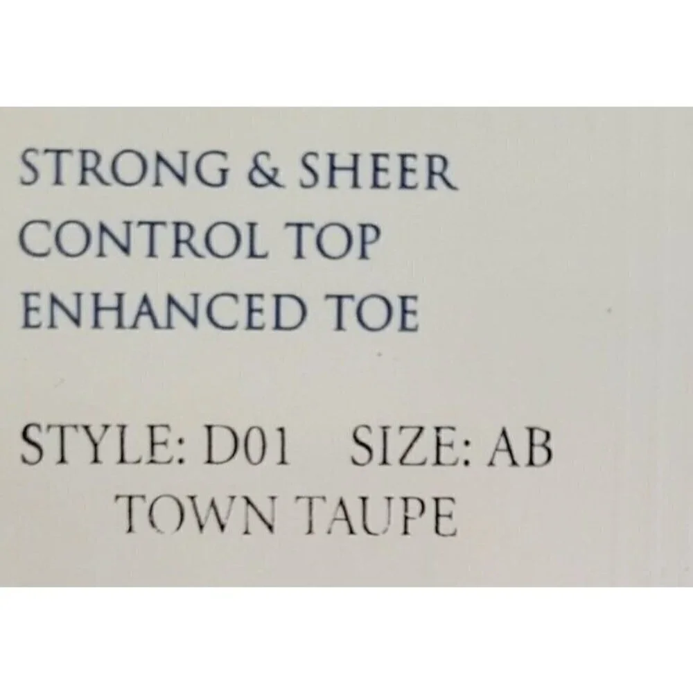 Hanes Resilience Control Top Enhanced Toe Pantyhose D01 Size AB Town Taupe
